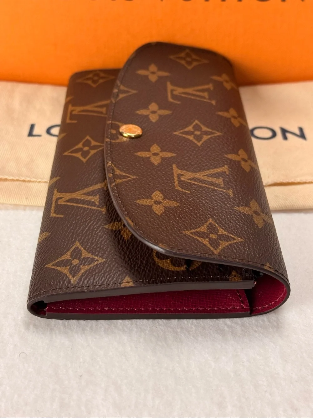 Louis Vuitton Emilie Wallet M60697 Monogram Fuchsia Full Set Receipt